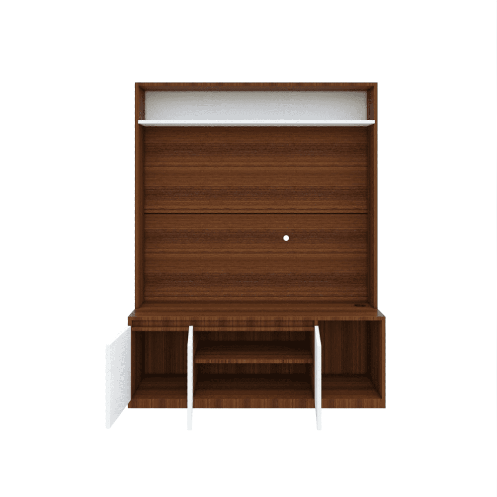 Edon TV Unit- Walnut Frosty White - Teak Inside