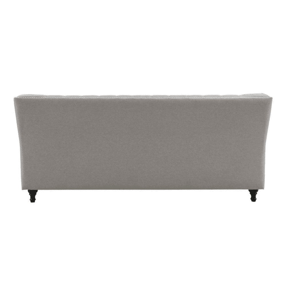 Dorothie Grey Fabric Button Tufted Sofa with Nailhead Trim - Teak Inside
