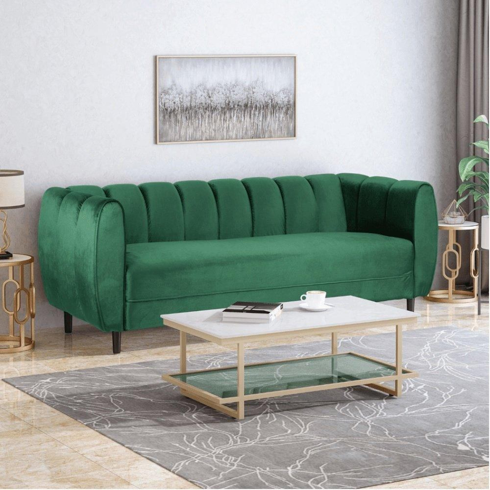 Bobran Modern Suede Sofa Sets - Teak Inside