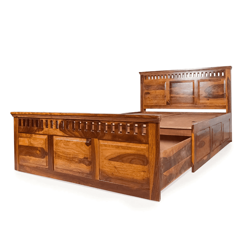 Camden King Size Bed In Sheesham Wood - Teak Inside