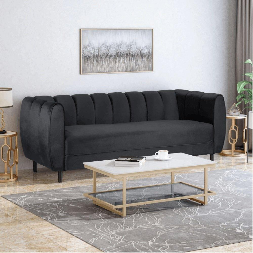 Bobran Modern Suede Sofa Sets - Teak Inside