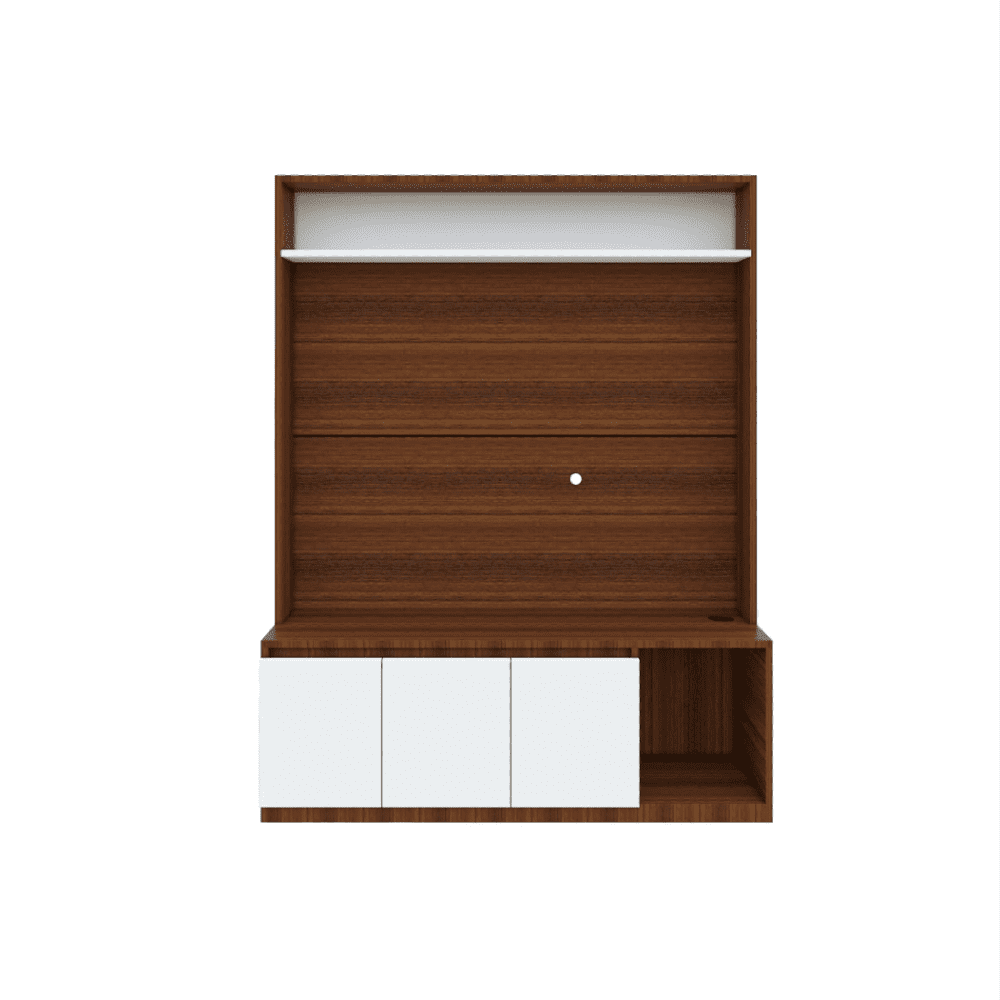 Edon TV Unit- Walnut Frosty White - Teak Inside