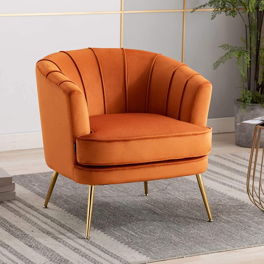 Cozy Couch Accent Chair in Orange Color - Teak Inside