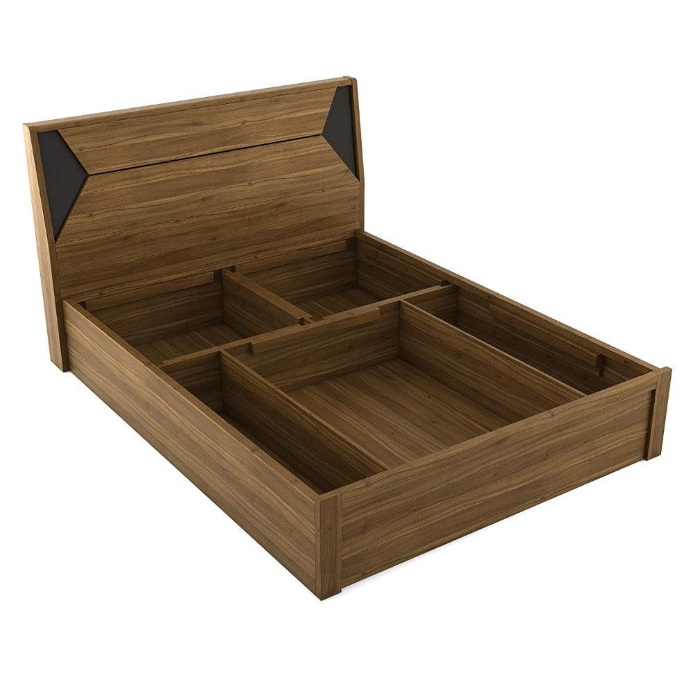 Dollo Wooden Bed In Tan With Storage - Teak Inside