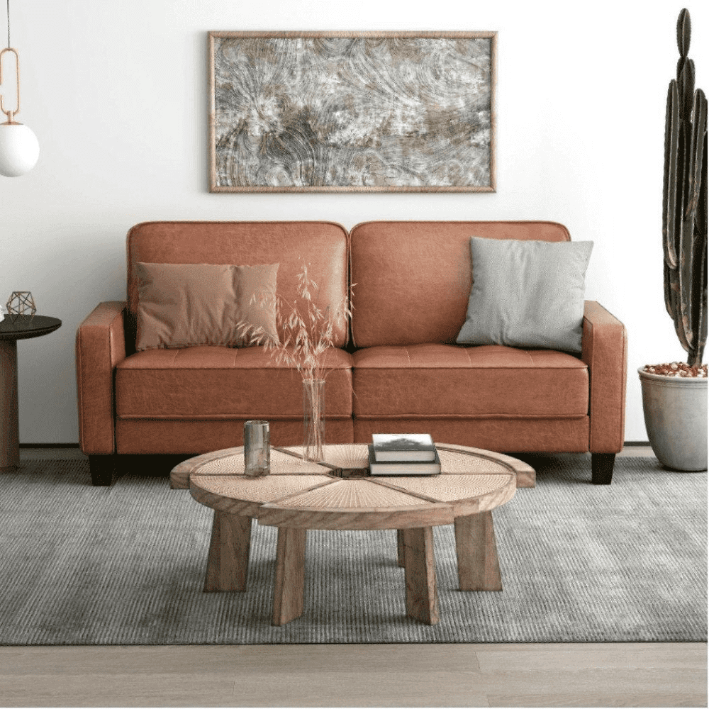 Camilla Sofa Set in Textured Style - Teak Inside