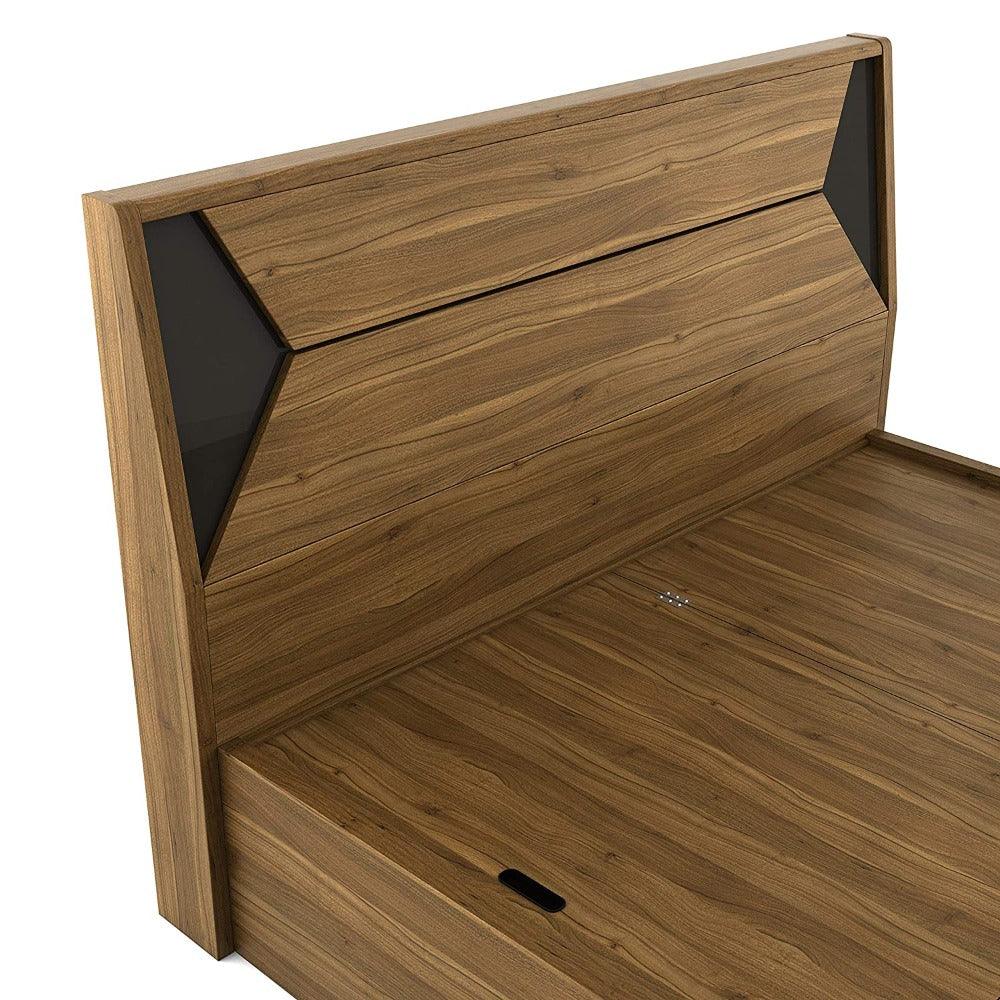 Dollo Wooden Bed In Tan With Storage - Teak Inside