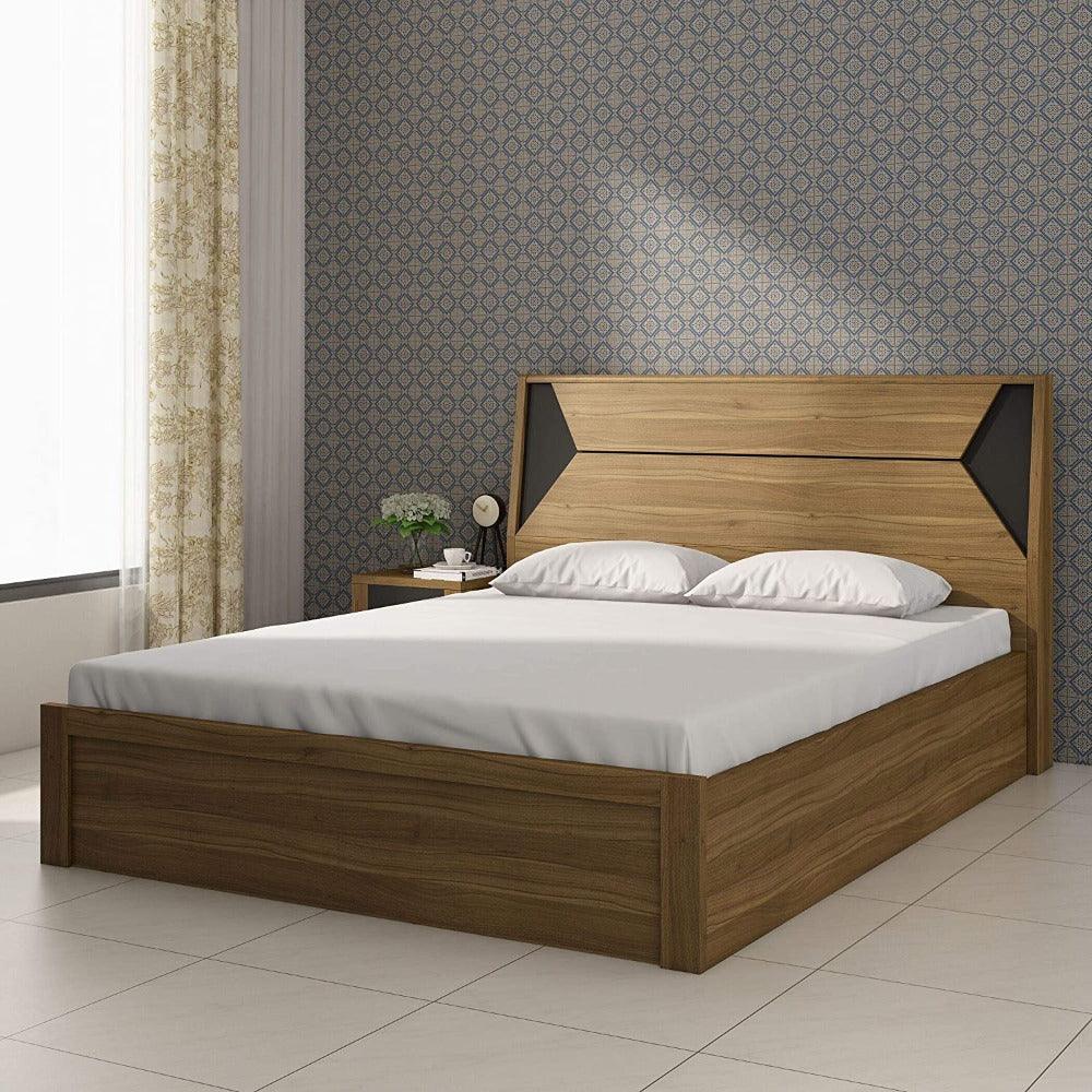 Dollo Wooden Bed In Tan With Storage - Teak Inside