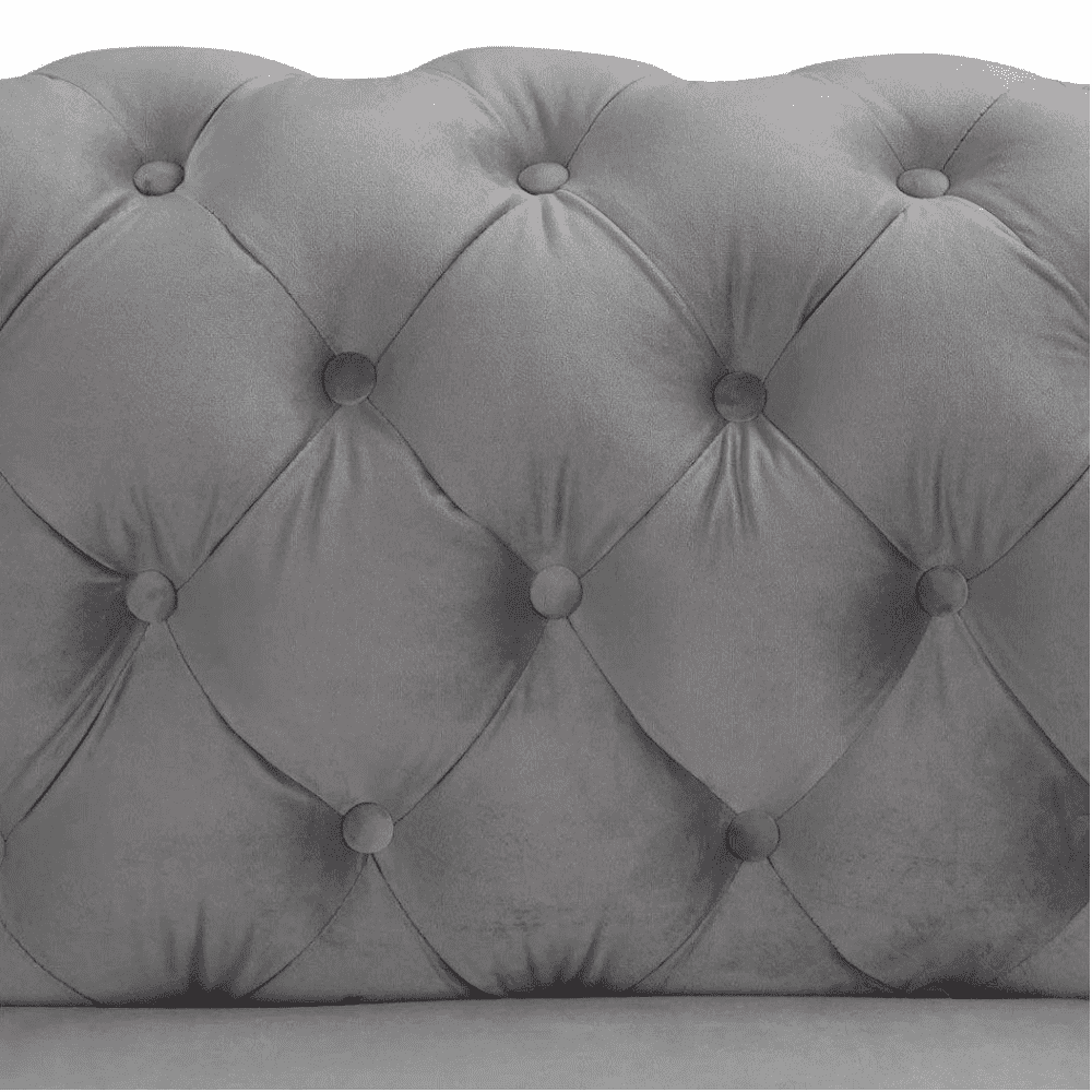 Dollo Chesterfield Suede Tufted Sofa Set - Teak Inside