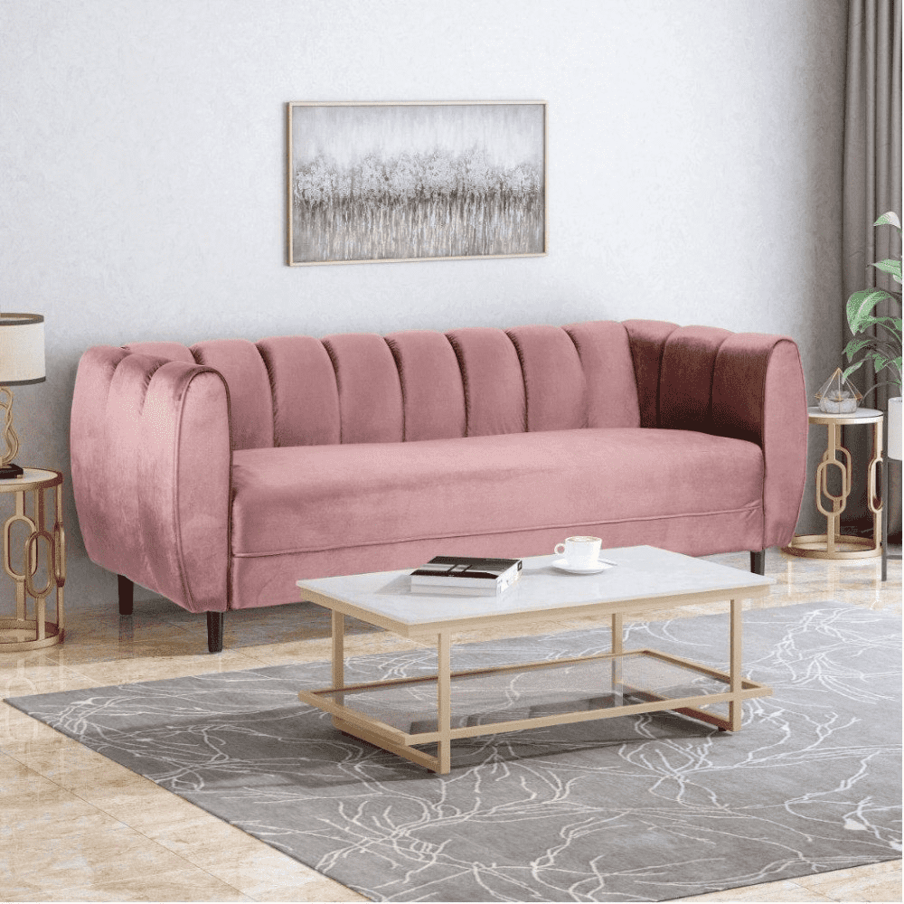 Bobran Modern Suede Sofa Sets - Teak Inside