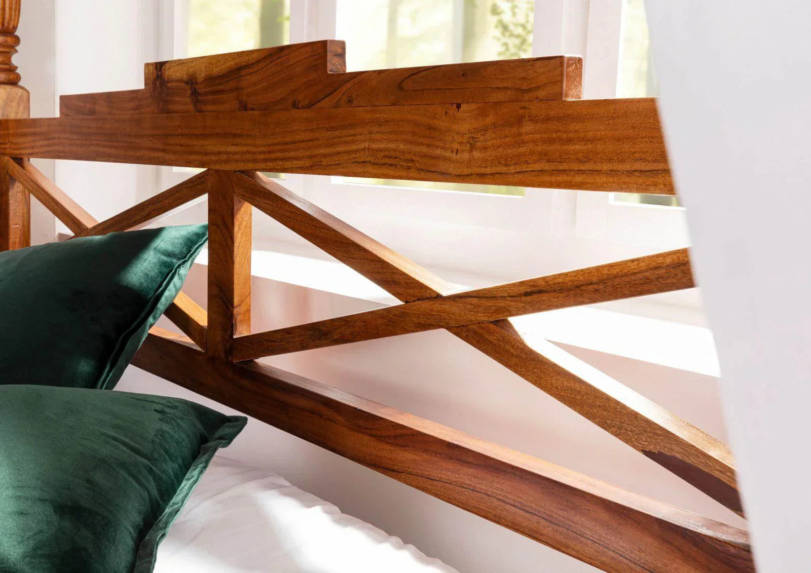 Erica Sheesham Wood Luxury Poster Bed in Honey Teak