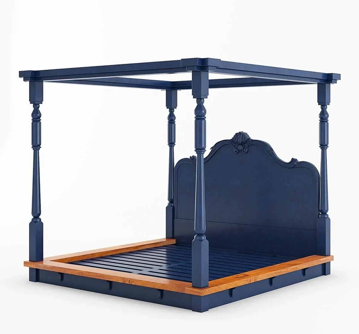 Florance Solid Wood Luxury Poster Bed in Honey Teak