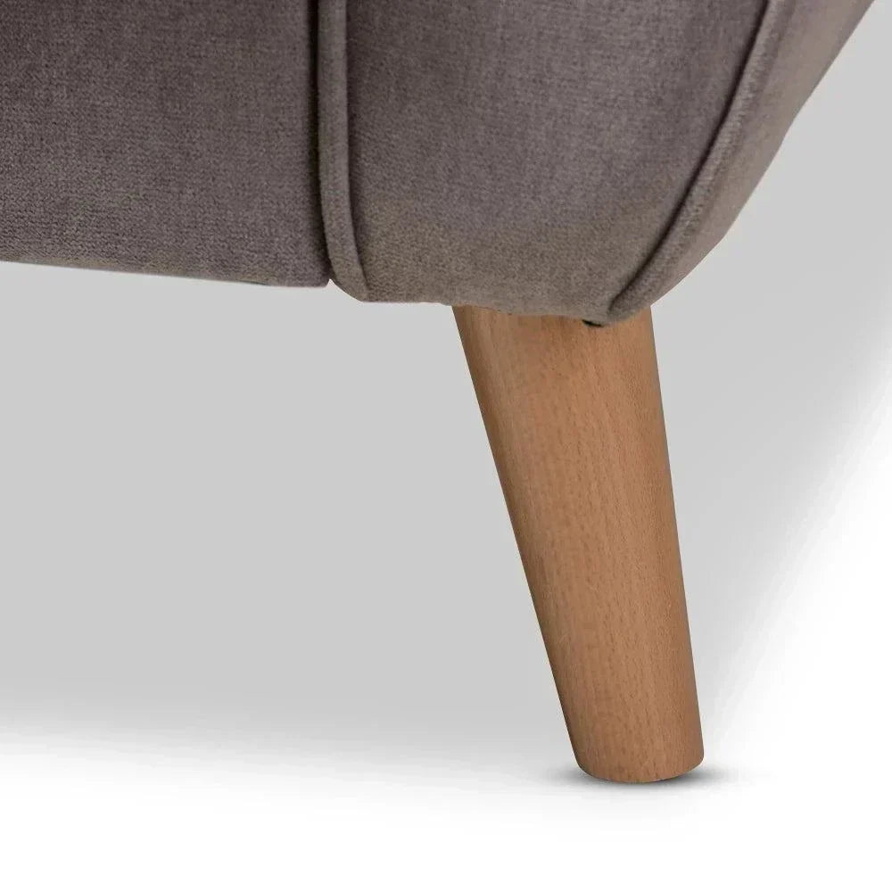 Baxton Straight Line Sofa Set in Suede - Teak Inside