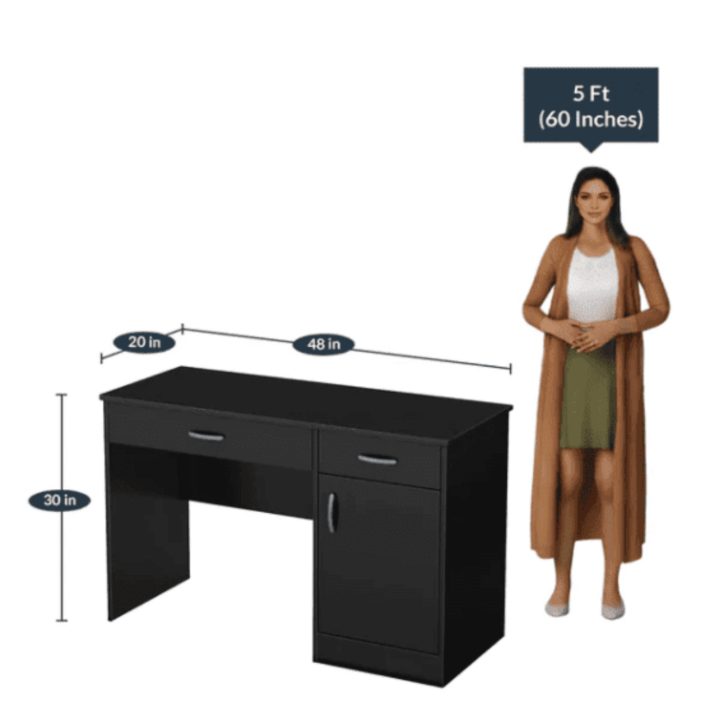 Duxon Study Table in Wenge Color - Teak Inside