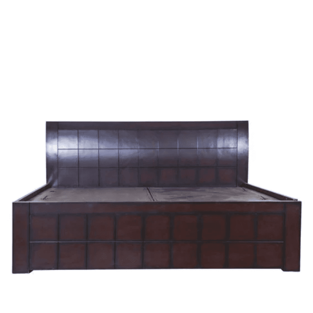 Ellis Wooden Bed with Storage in Brown Finish - Teak Inside