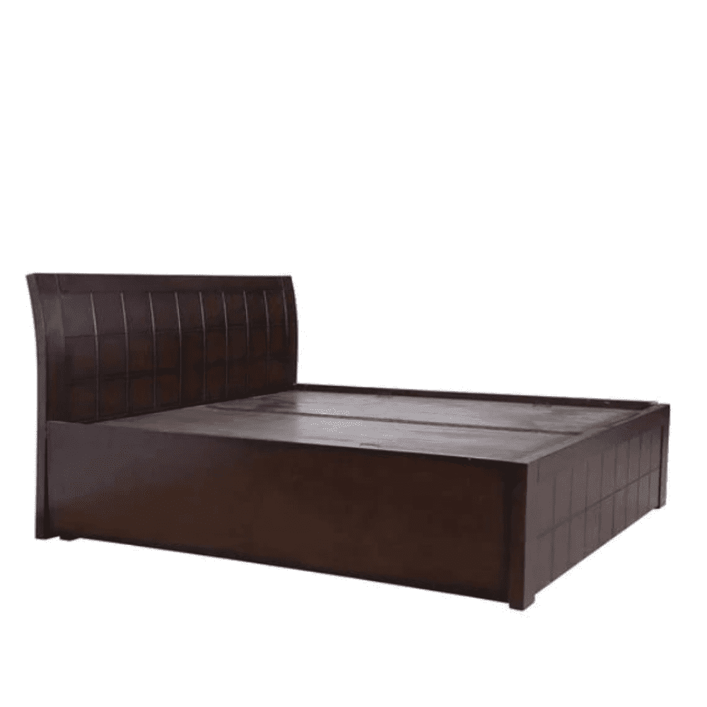 Ellis Wooden Bed with Storage in Brown Finish - Teak Inside