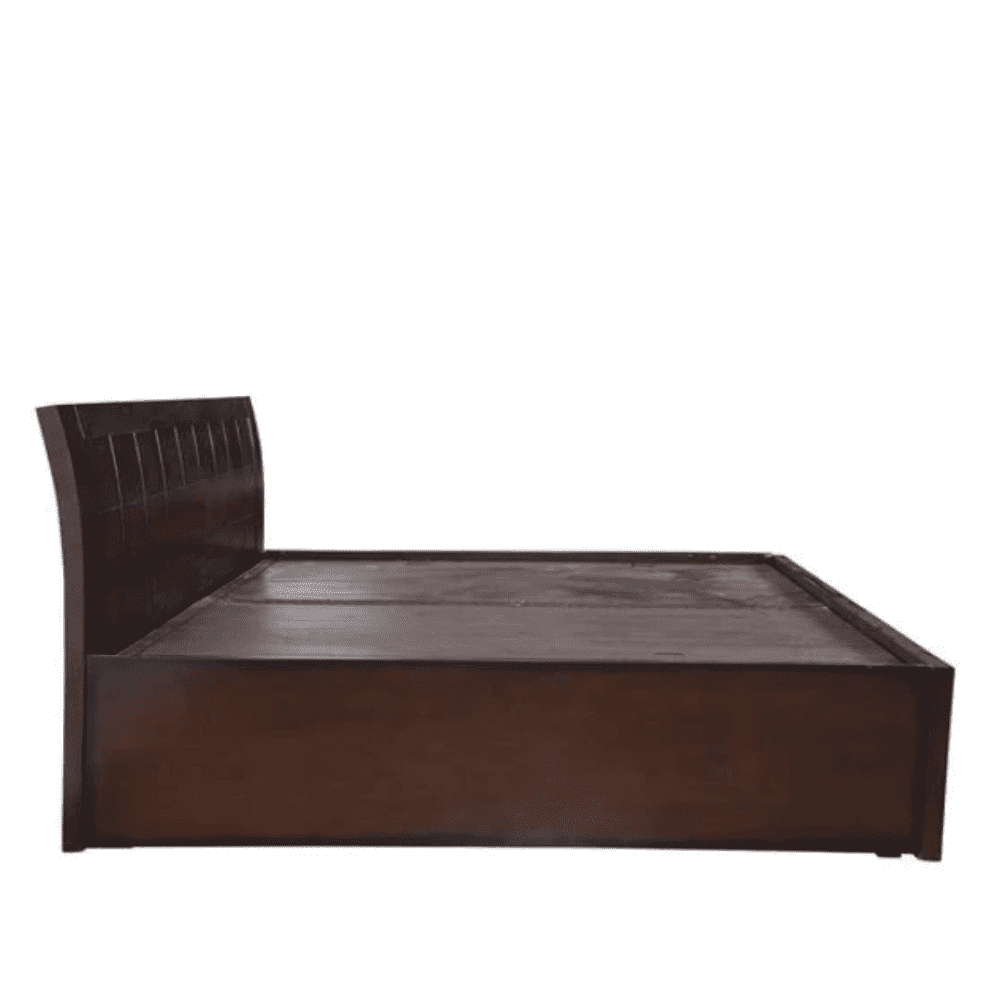 Ellis Wooden Bed with Storage in Brown Finish - Teak Inside