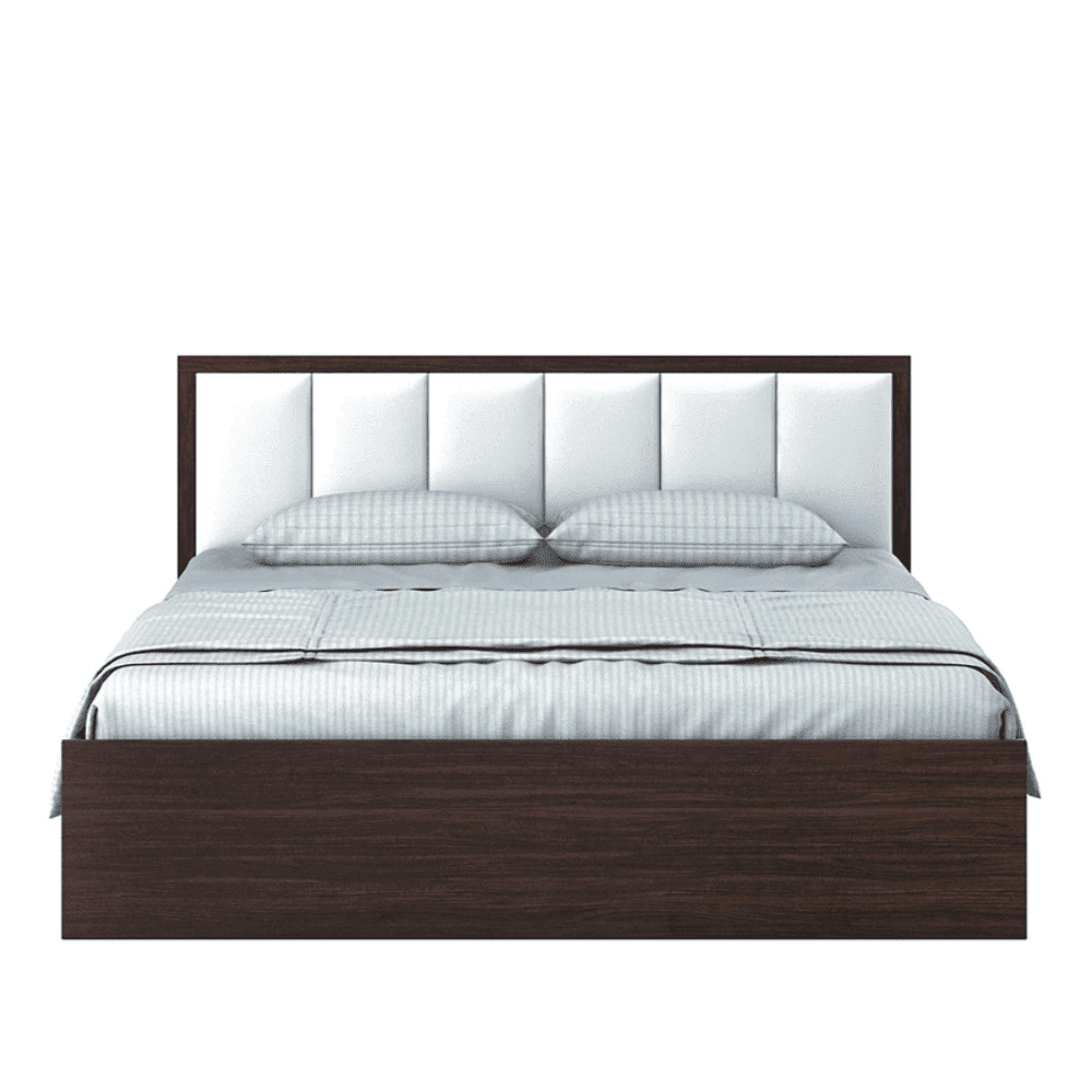 Art Living Upholstered Bed with Storage in Brown Finish - Teak Inside
