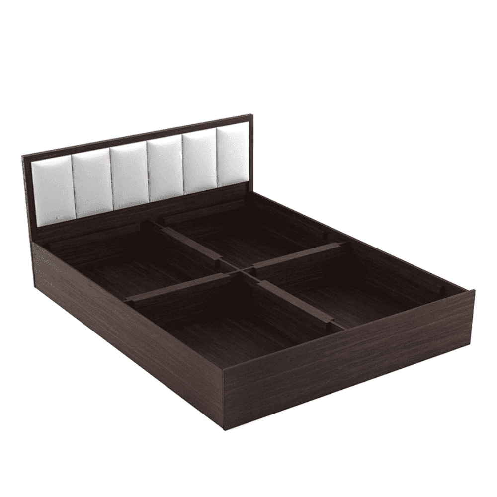 Art Living Upholstered Bed with Storage in Brown Finish - Teak Inside