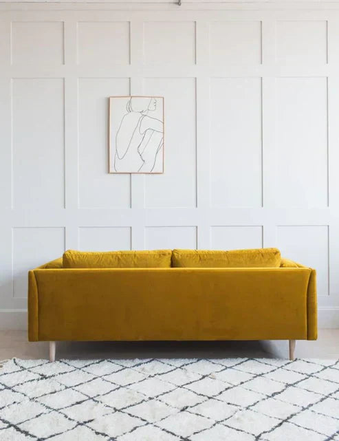 Eva Luxury Mid-Century Sofa In Suede