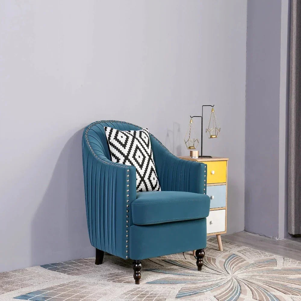 Cupbox Accent Chair in Blue - Teak Inside