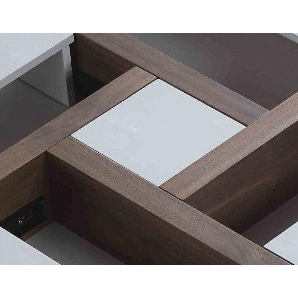 Drift White/Walnut Centre Table in PU Polish - Teak Inside