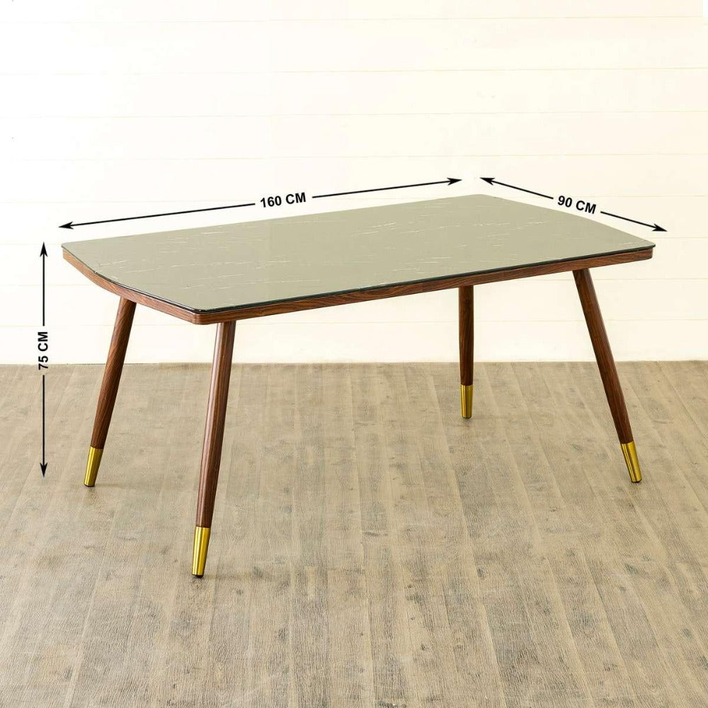 Flex 6 Seater Dining Table in Grey - Teak Inside