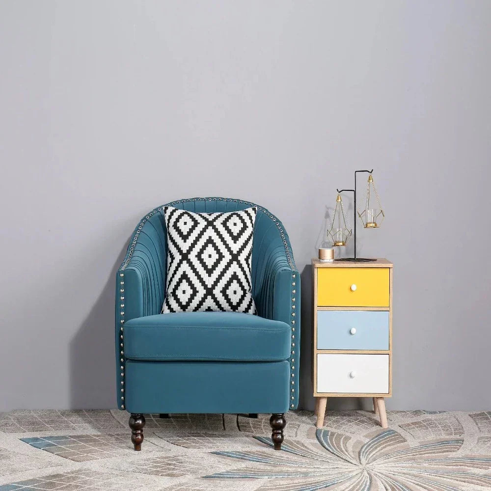 Cupbox Accent Chair in Blue - Teak Inside