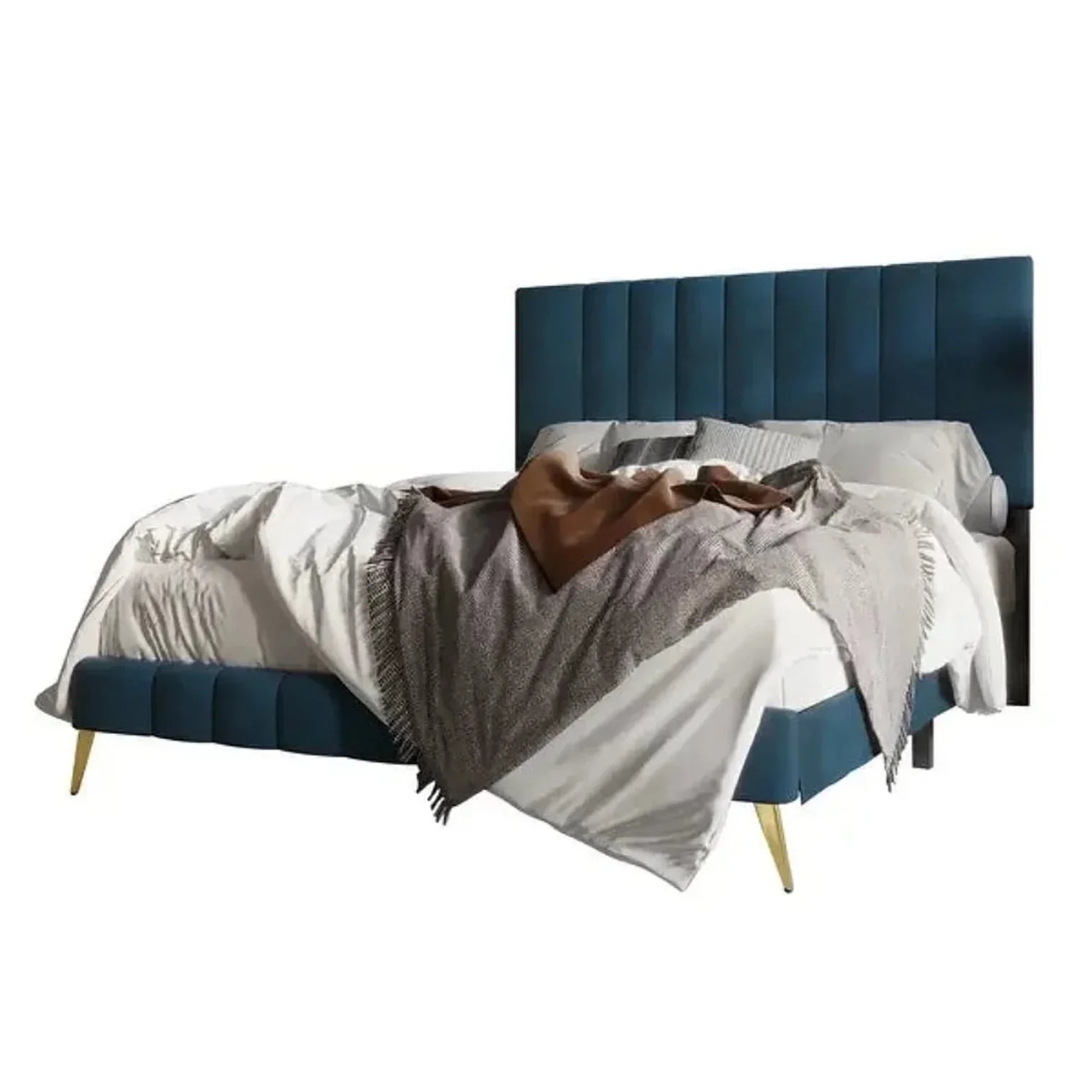 Bravo Luxury Upholstered Bed Without Storage in Suede
