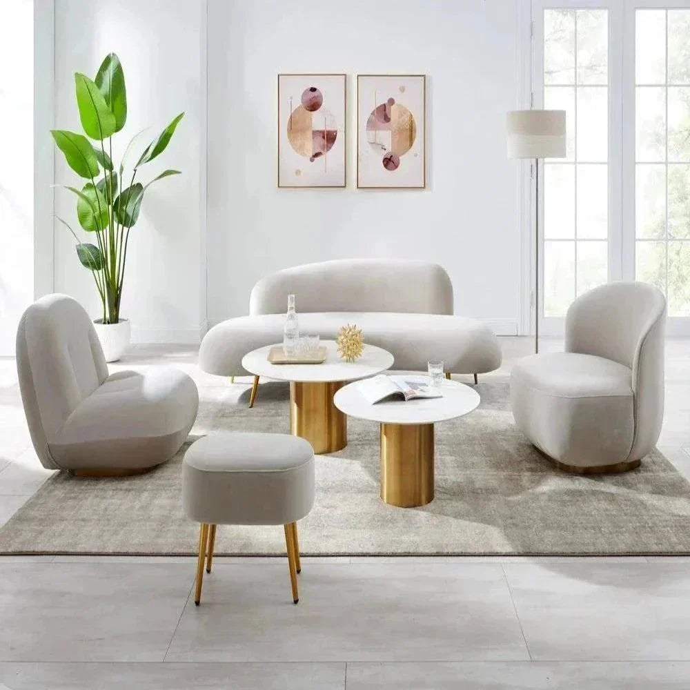 Donald Luxury Modern Suede Sofa Set in Grey (Living Room Combo) - Teak Inside