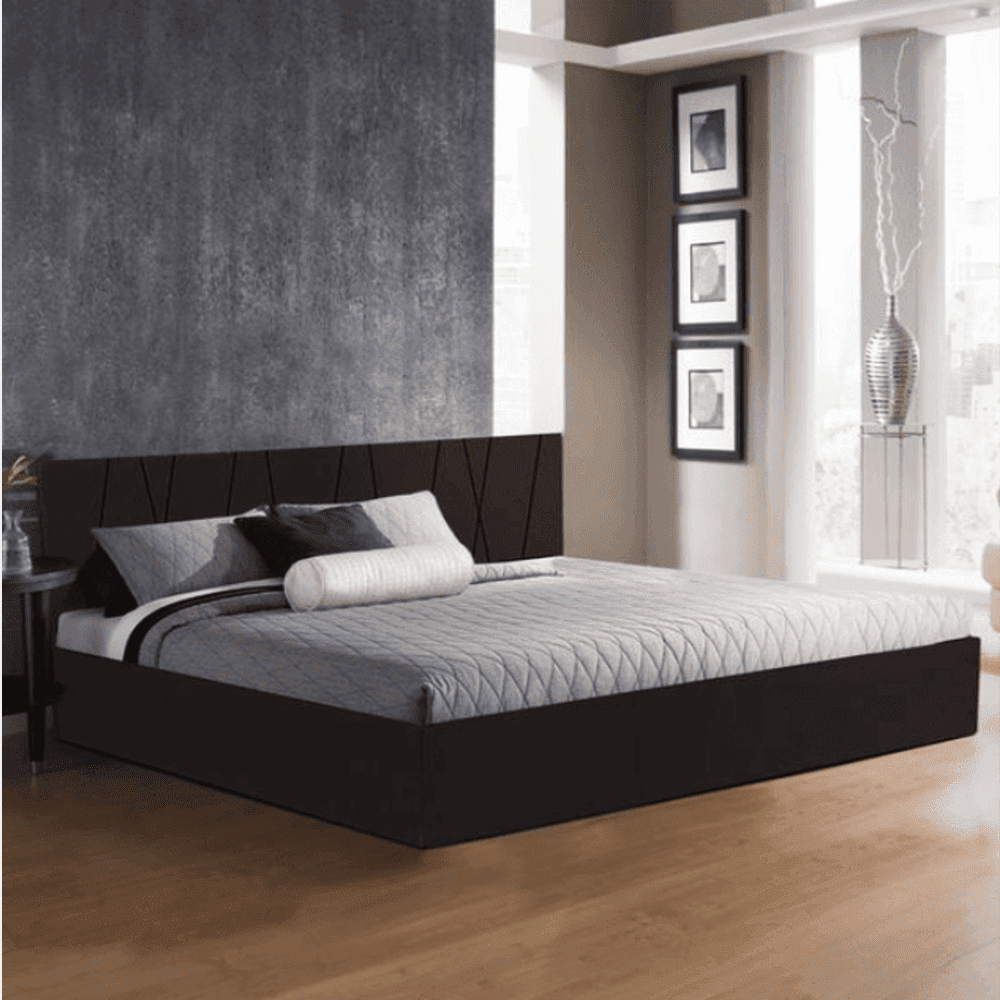 Axis Wooden Bed with Storage in Brown Matte Finish - Teak Inside