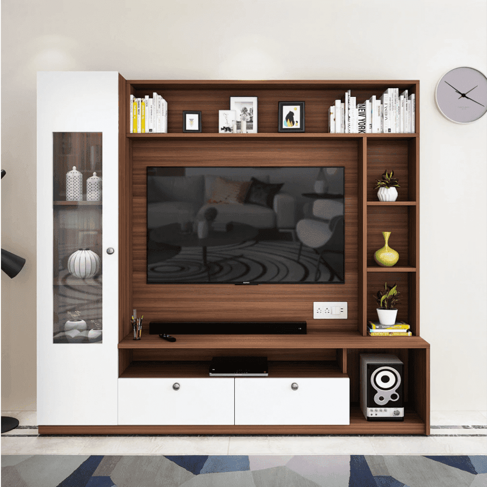 Casa Bonita TV Unit - Walnut - Upto 55 inches TV - Teak Inside