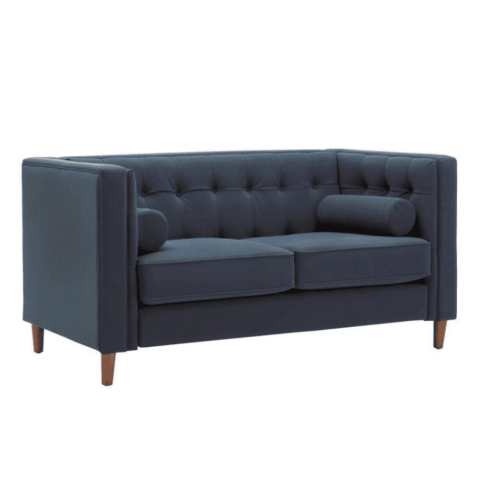 Brew Tuxedo Faux Leatherette Sofa with Accent Pillows - Teak Inside