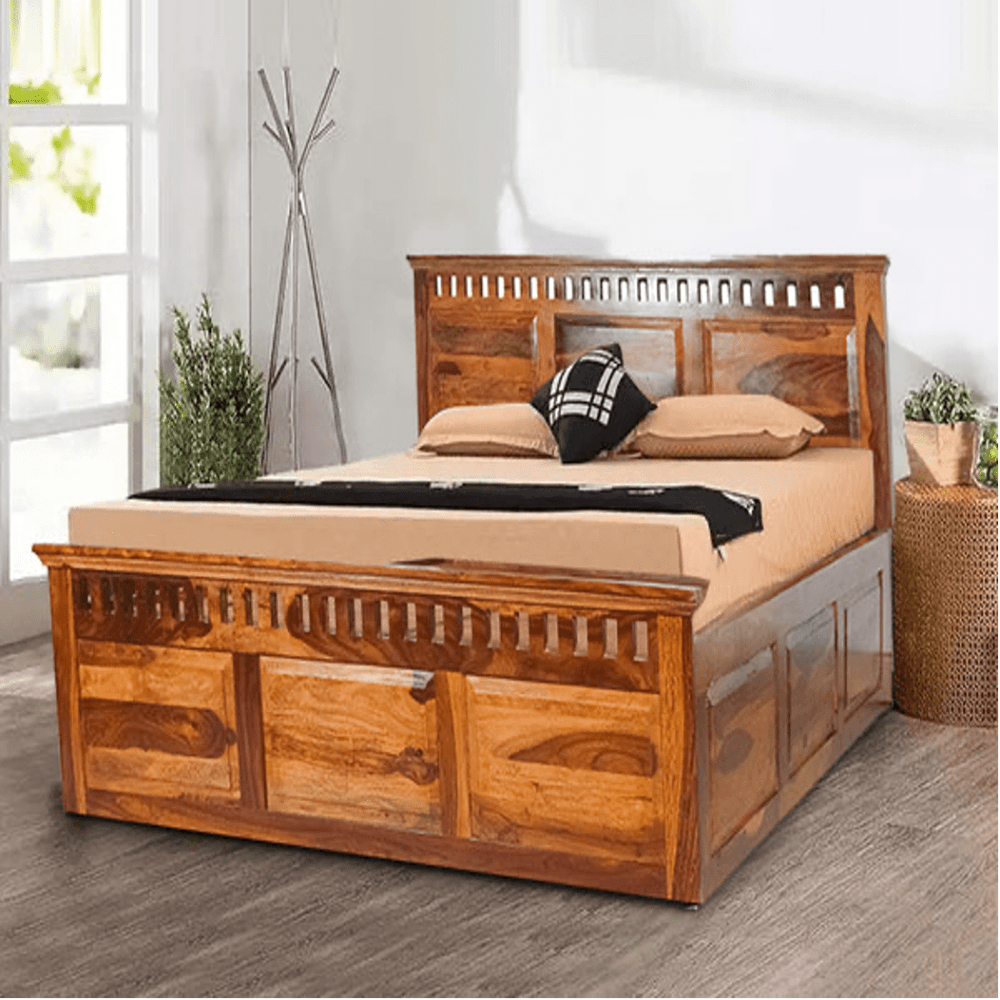 Camden King Size Bed In Sheesham Wood - Teak Inside
