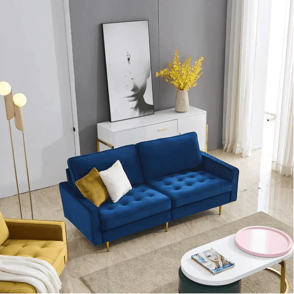 Block Down Luxury Sofa Set in Suede