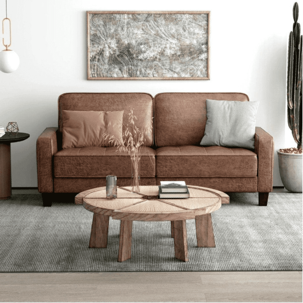 Camilla Sofa Set in Textured Style - Teak Inside