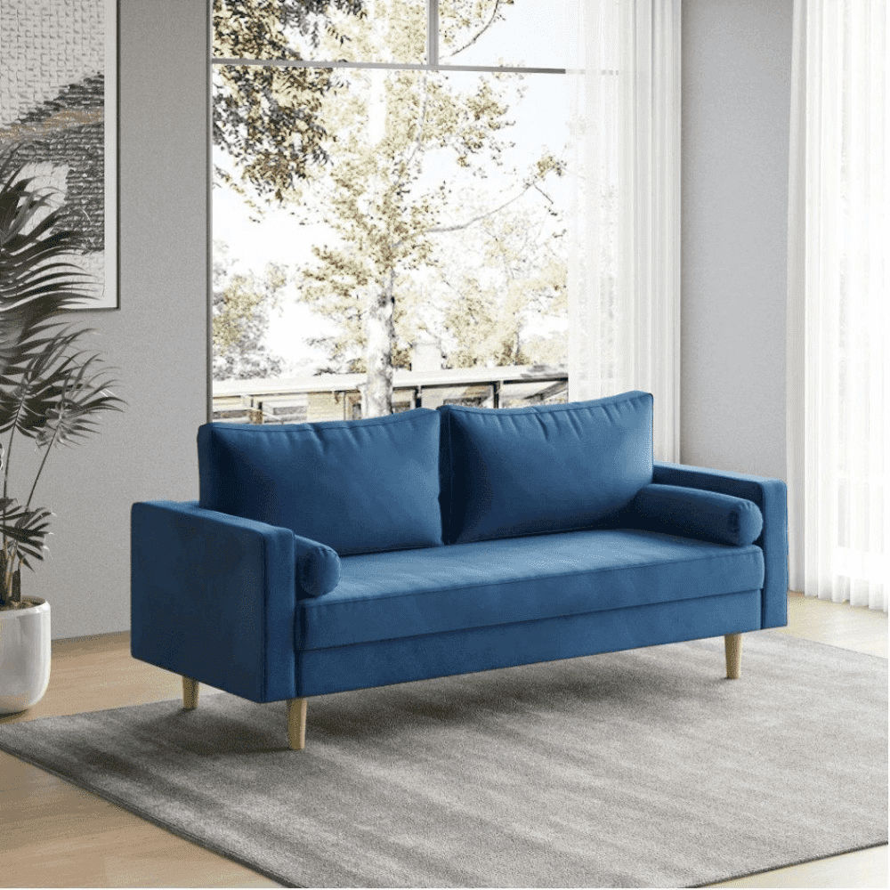 Craftmen Modern Sofa Set in Suede Fabric - Teak Inside