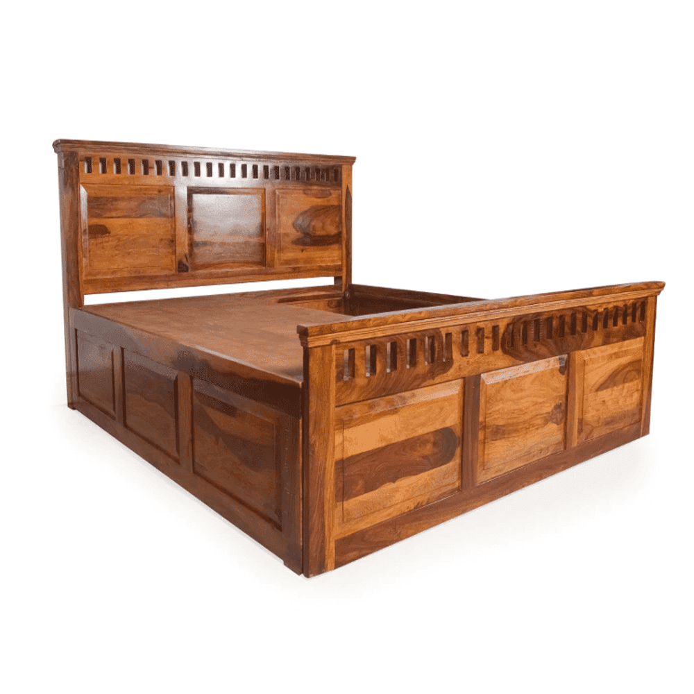 Camden King Size Bed In Sheesham Wood - Teak Inside