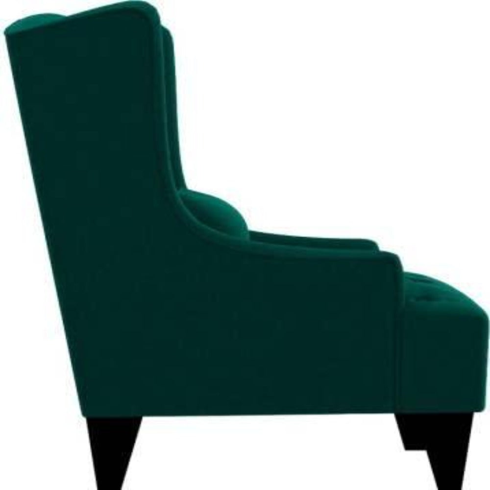 Cayo Chesterfield Wing Chair in Green Color - Teak Inside