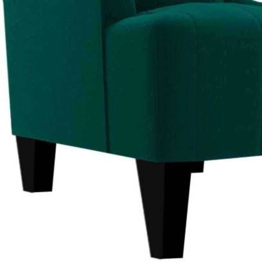Cayo Chesterfield Wing Chair in Green Color - Teak Inside