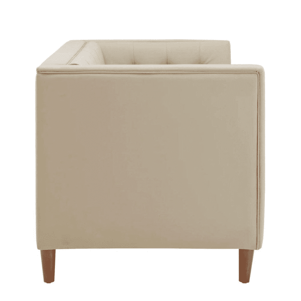 Brew Tuxedo Faux Leatherette Sofa with Accent Pillows - Teak Inside