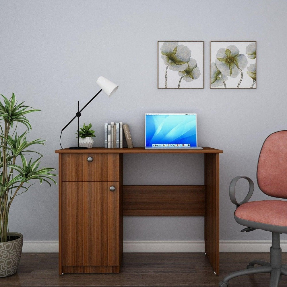 Clove Study Table in Walnut Colour - Teak Inside