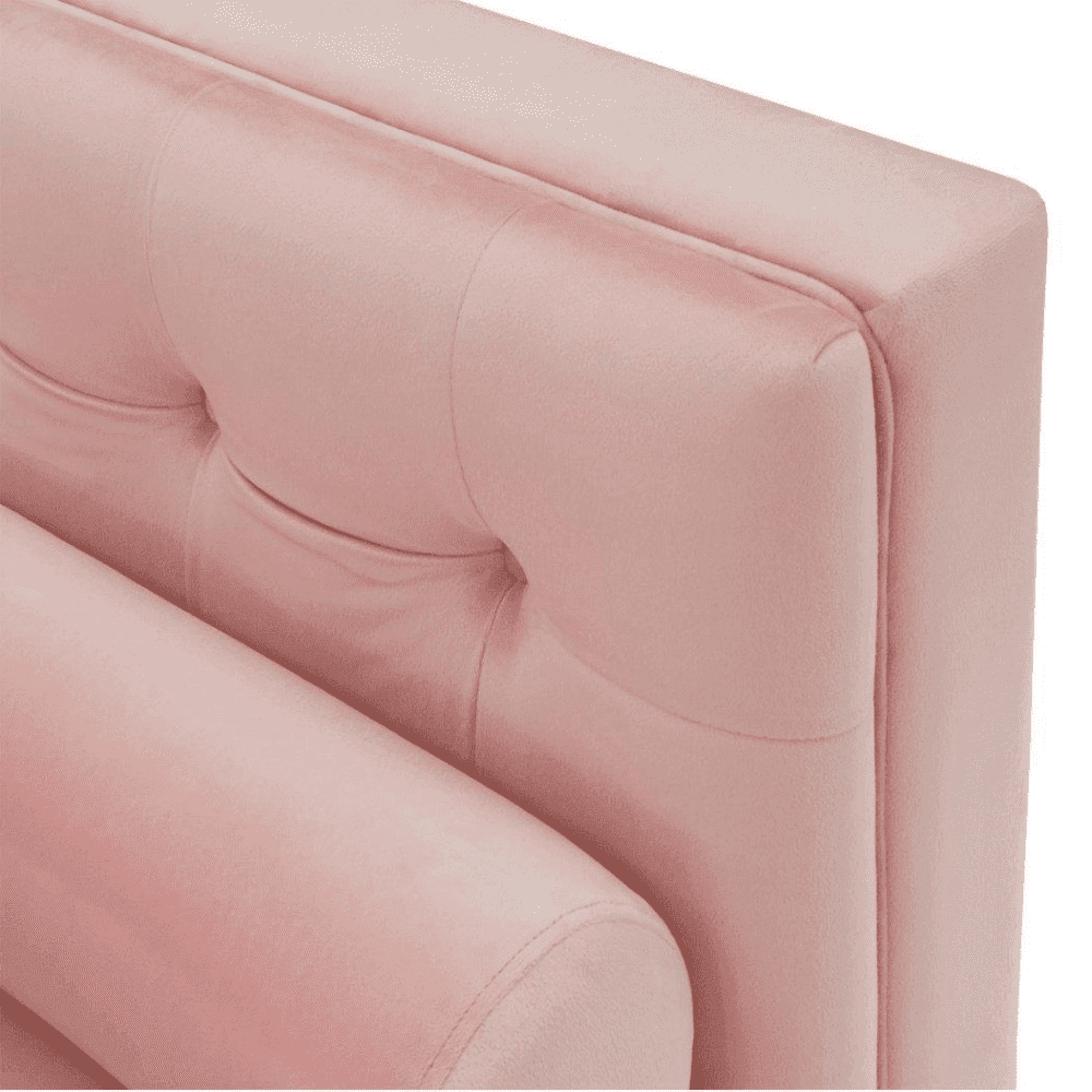 Brew Pink Suede Sofa or Loveseat with Pillows - Teak Inside
