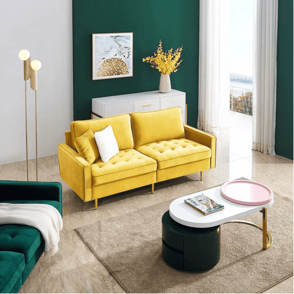 Block Down Straight Line Sofa Set - Teak Inside