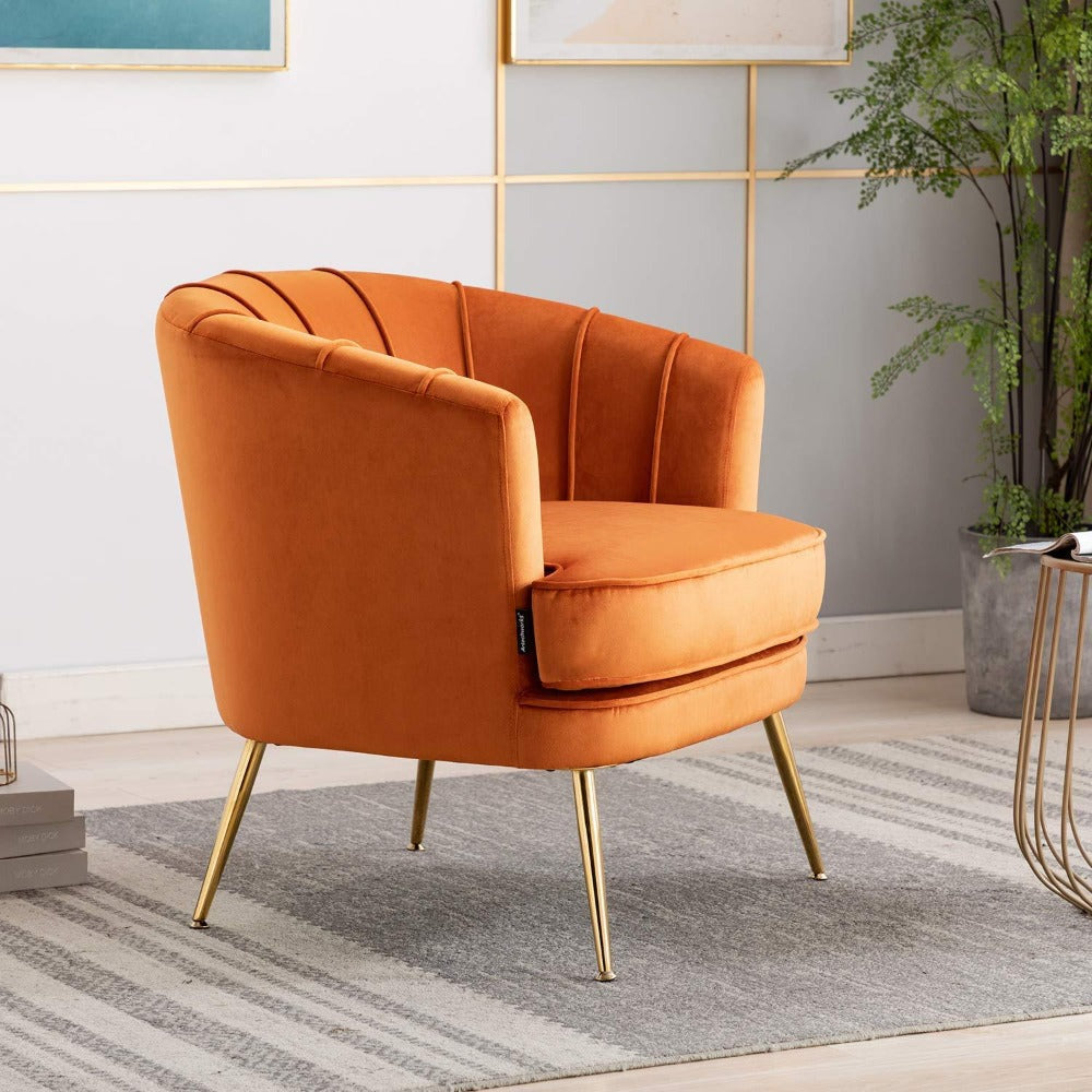 Cozy Couch Accent Chair in Orange Color - Teak Inside