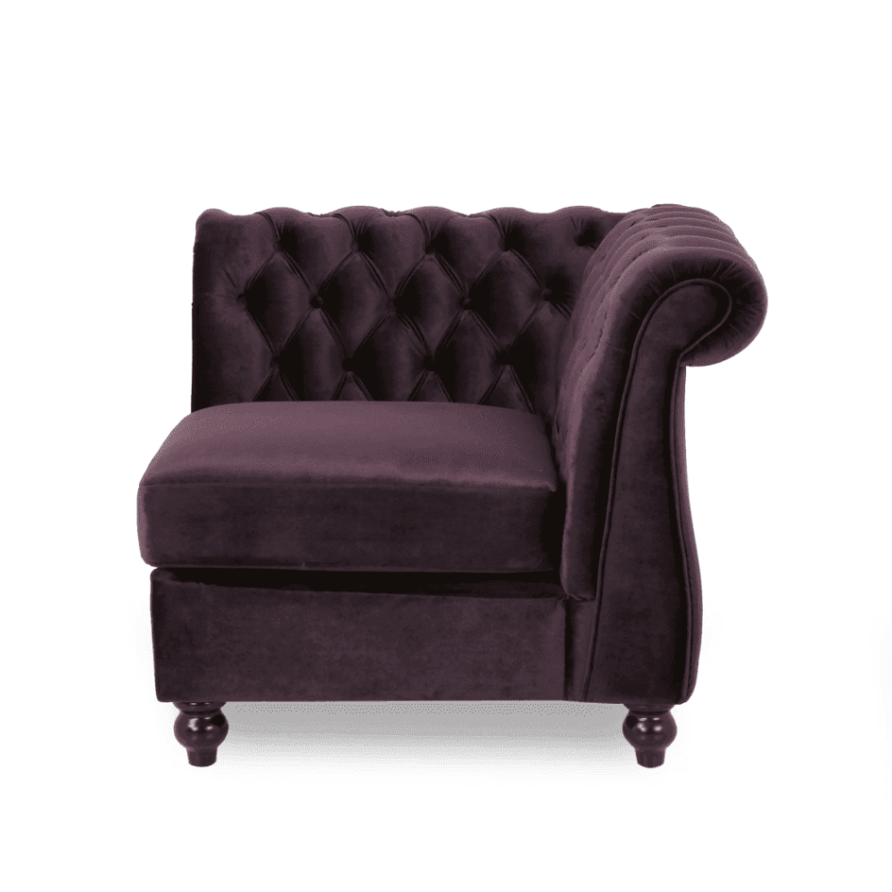 Amberside Suede Tufted Chesterfield Sectional Sofa - Teak Inside