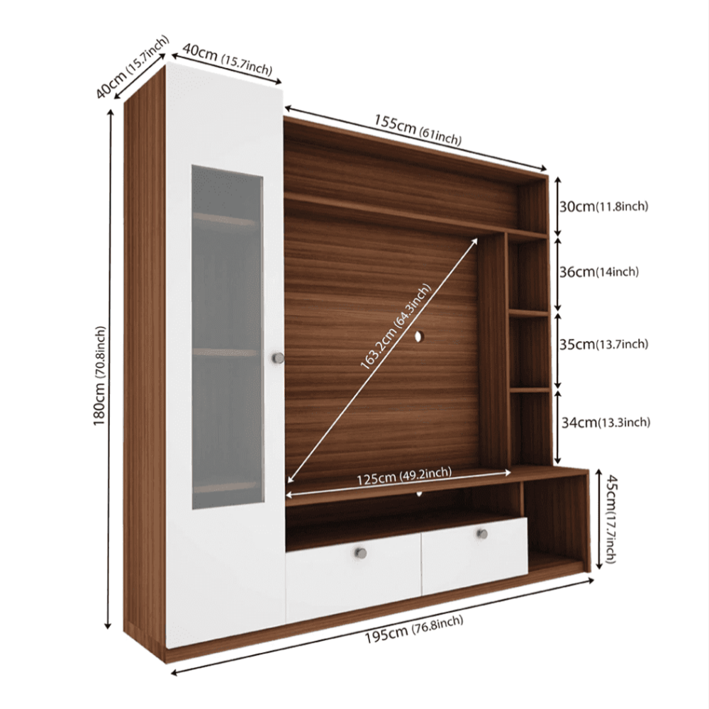 Casa Bonita TV Unit - Walnut - Upto 55 inches TV - Teak Inside