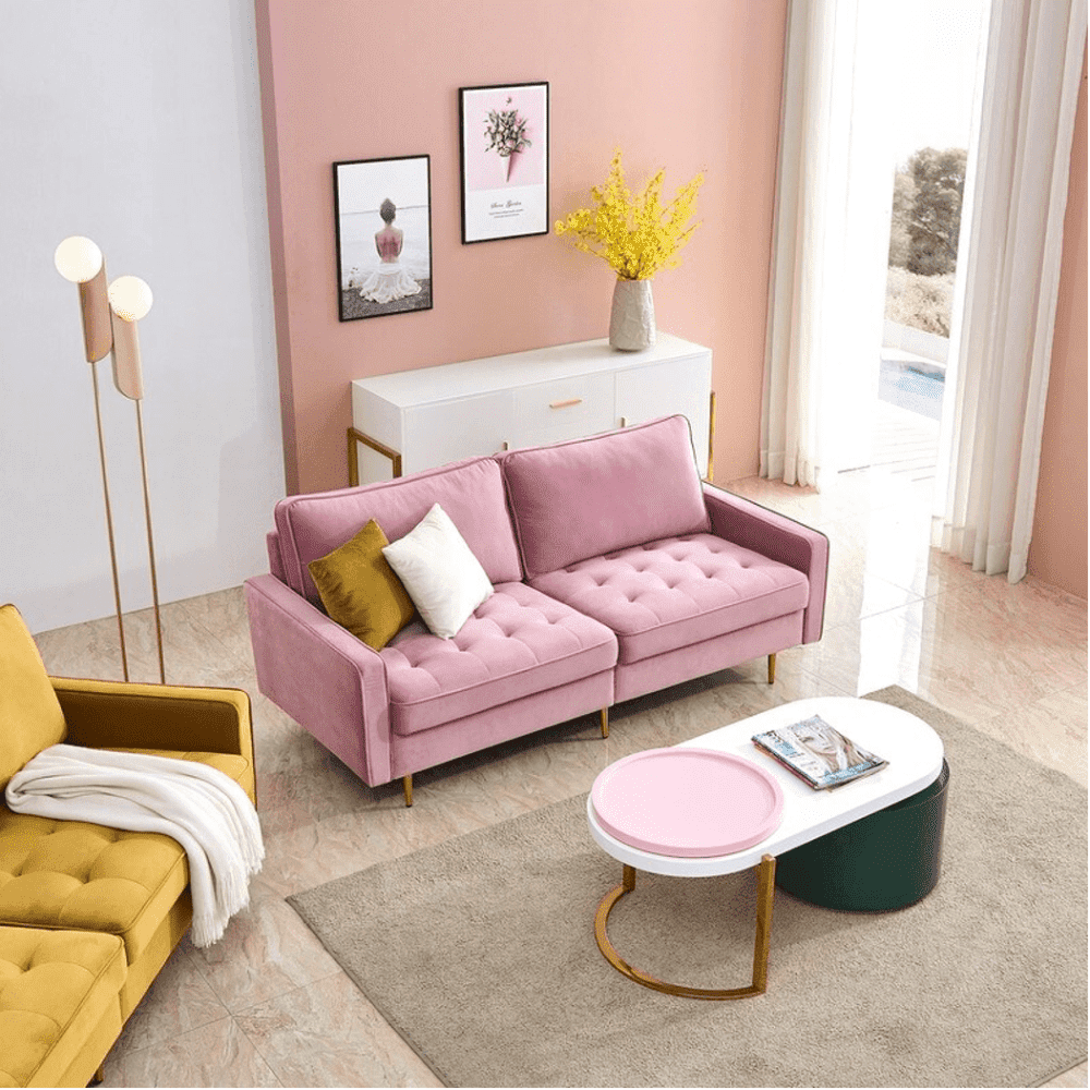 Block Down Straight Line Sofa Set - Teak Inside