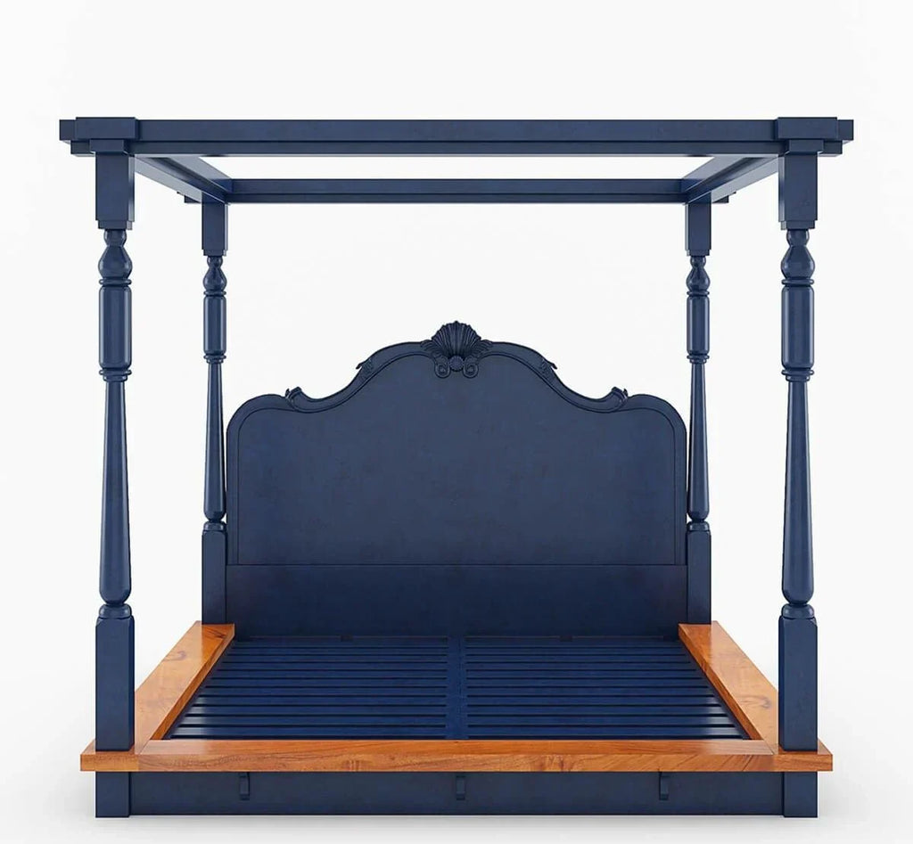 Florance Solid Wood Luxury Poster Bed in Honey Teak