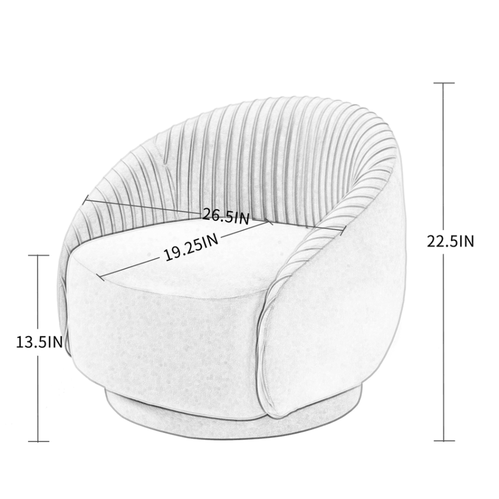 Barrel Arm Chair Embossing Fleece Upholstered Accent Sofa Chair - Teak Inside