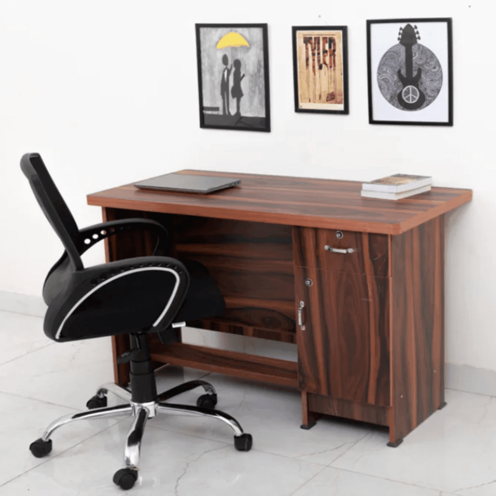 Amorini Study Table in Walnut Colour by Cupboard - Teak Inside